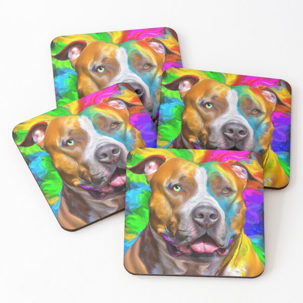 Item preview, American Pit bull Terrier vibrant rainbow colors. designed and sold by AIK9Artwork.