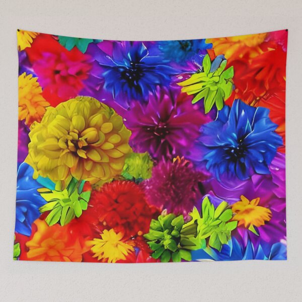 Item preview, Colorful Dahlia Flowers Wallpaper designed and sold by gramizzia.