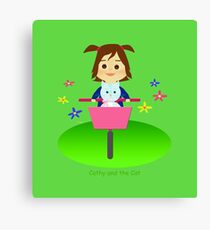 "Cathy and the Cat" enjoy every moment Canvas Print