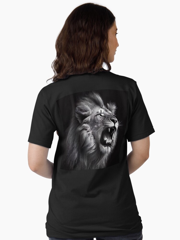 Black White Hyper realistic Roaring Lion Concept Artwork