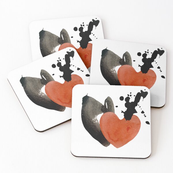 Item preview, Heart red blot drop black blotch watercolor designed and sold by Yana Mustafina | Boho Soulful Designs.