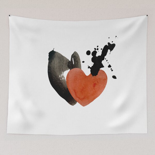 Artikelvorschau, Heart red blot drop black blotch watercolor entworfen und verkauft von Yana Mustafina | Boho Soulful Designs.