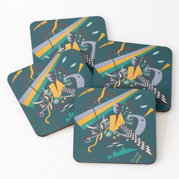 Item preview, Teal Green Yellow Black Colorful Abstract Kandinsky designed and sold by Brasilia.