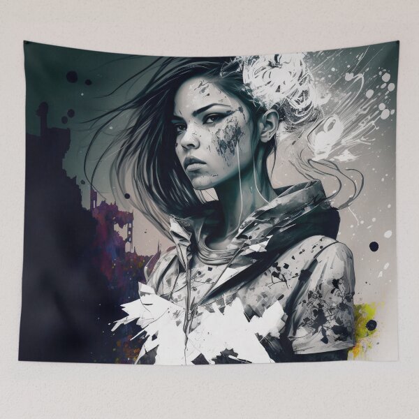 Item preview, Black and White Graffiti girl retro fashion designed and sold by vallverduDESIGN.