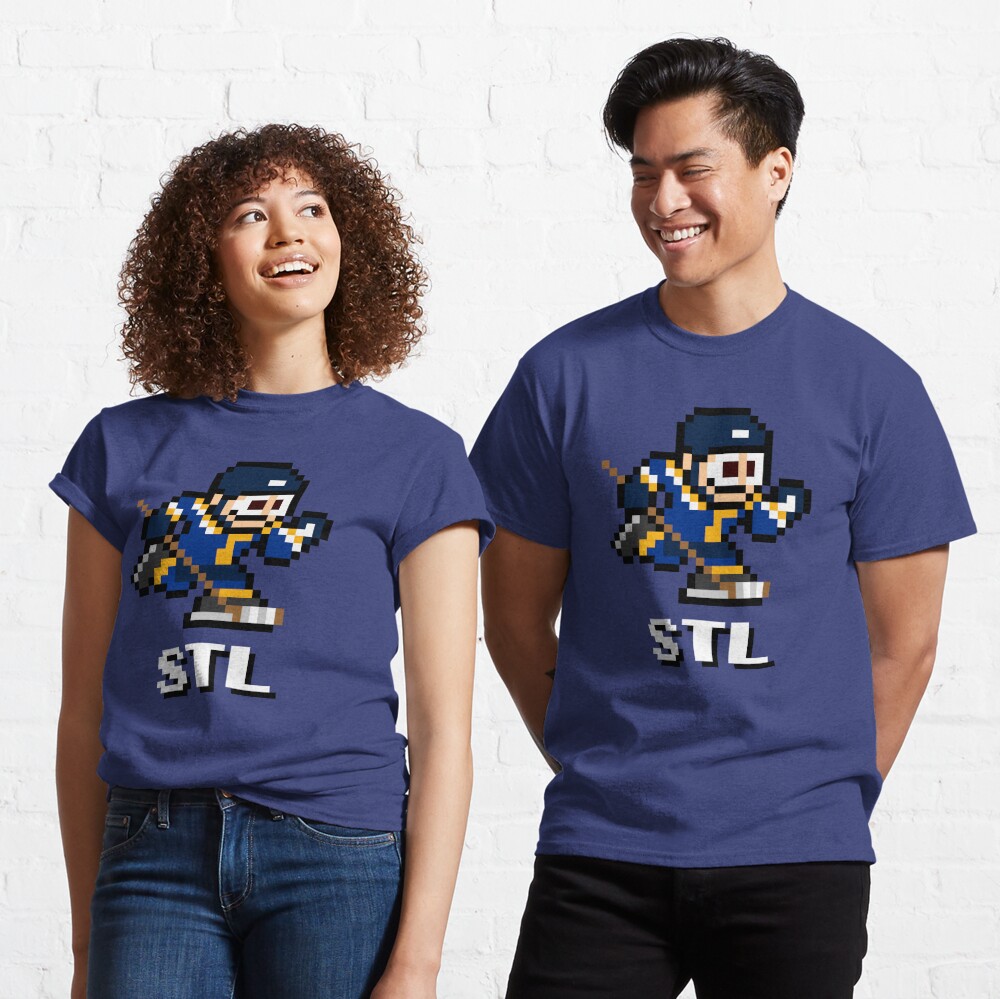St Louis Blues Retro Pixel Look Hockey T Shirt NHL Size XL Graphic Tee STL