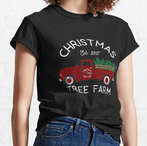 Distressed Vintage Pickup Truck Christmas Tree Farm Retro Classic T-Shirt