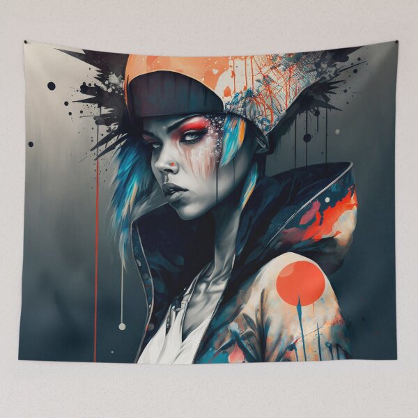 Item preview, Girl with hoodie, Colorful Graffiti retro fashion designed and sold by vallverduDESIGN.