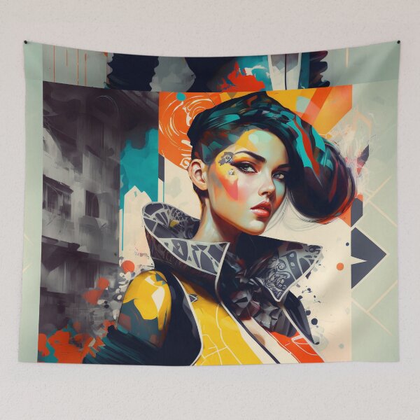 Item preview, Retrofuturistic fashion girl, Colorful Graffiti retro fashion designed and sold by vallverduDESIGN.