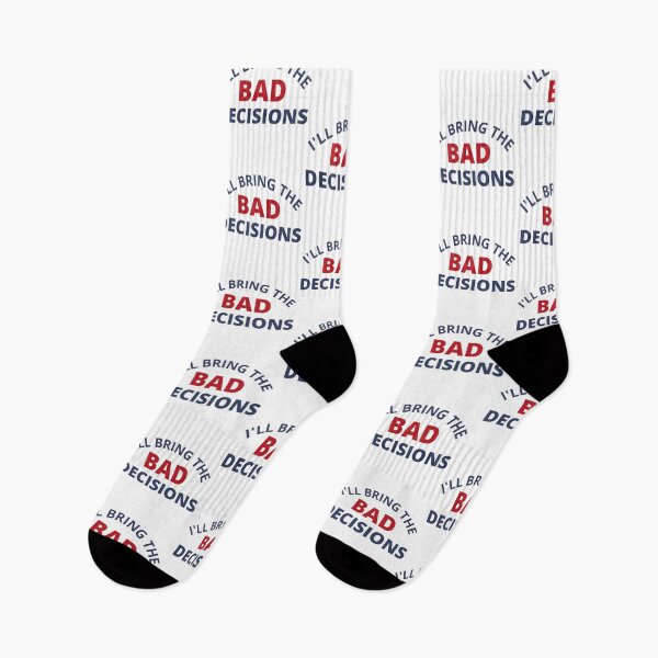 Item preview, I'll Bring The Bad Decisions. Funny Friends Drinking Design For The Party Lover. Navy and Red designed and sold by That Cheeky Tee.