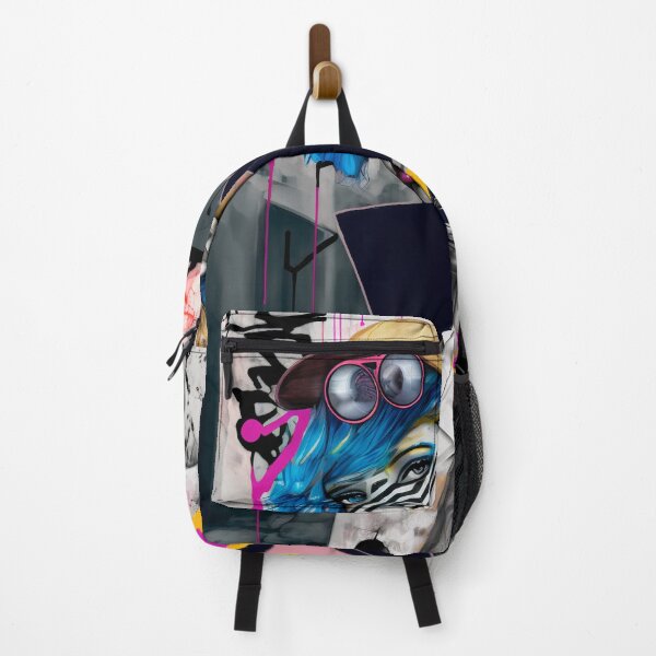 Item preview, Girl cap and blue hair, Colorful Graffiti retro fashion designed and sold by vallverduDESIGN.