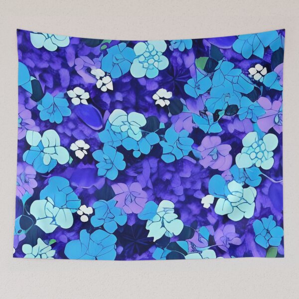 Item preview, Blue flower wallpaper designed and sold by gramizzia.