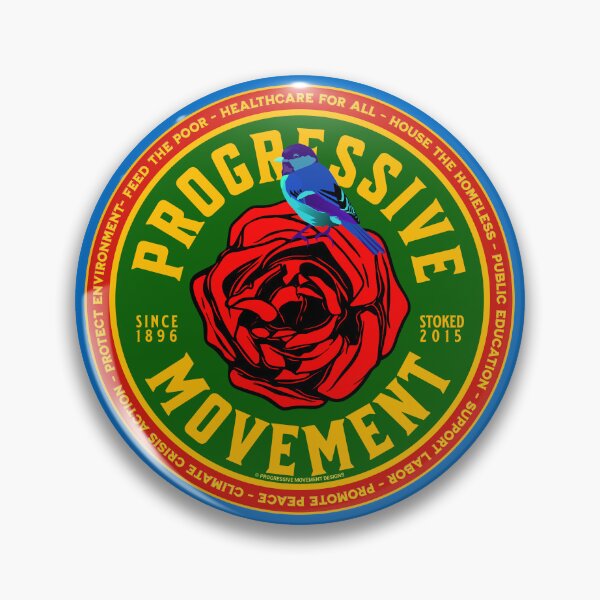 Artikelvorschau, PMD00141 Progressive Movement Designs rote Rose auf Grün mit blauem Vogel mit politischem Zieldesign für Progressive und Anhänger von Bernie Sanders entworfen und verkauft von ProgressiveLeft.