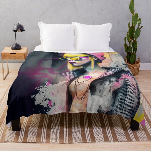 Item preview, Blonde girl with hat and sunglasses, Colorful Graffiti retro fashion designed and sold by vallverduDESIGN.