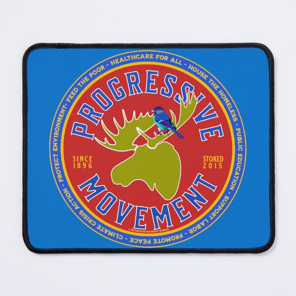 Item preview, PMD00143 Progressive Movement Designs moose with blue bird with political goals design for progressives and Bernie Sanders supporters designed and sold by ProgressiveLeft.