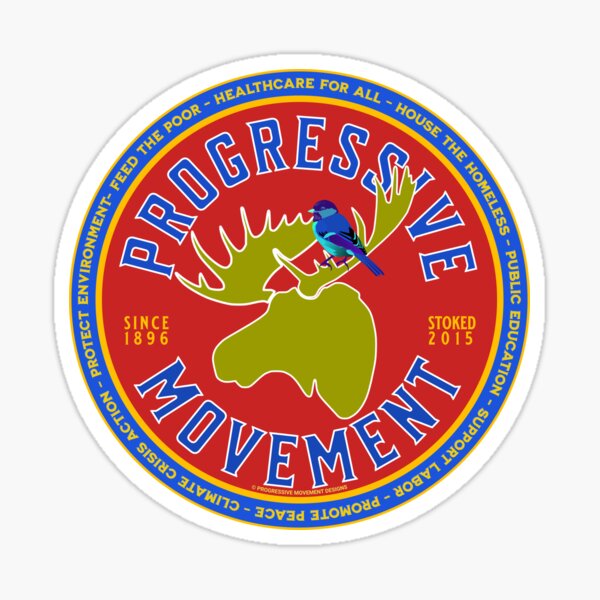 Item preview, PMD00143 Progressive Movement Designs moose with blue bird with political goals design for progressives and Bernie Sanders supporters designed and sold by ProgressiveLeft.