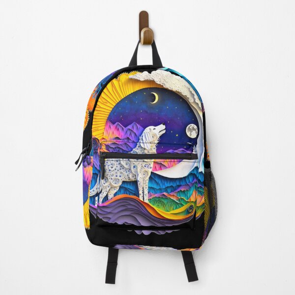Item preview, Great Pyrenees Dog Nature Crescent Moon Stars Mountains Art Digital Painting designed and sold by Lovedogz4life.