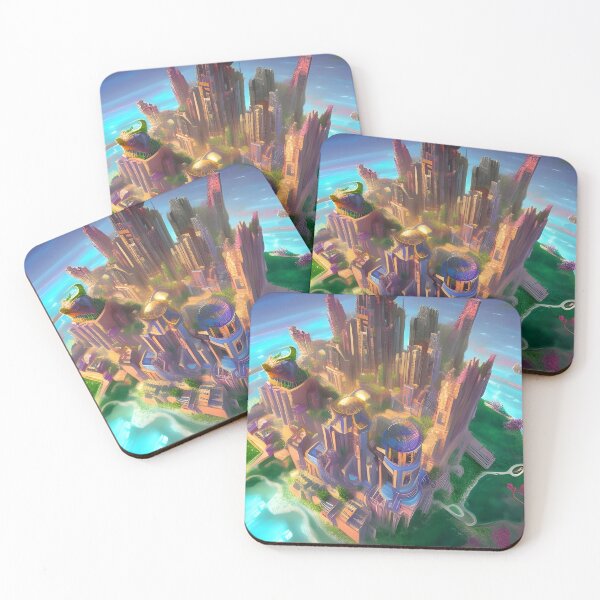 Item preview, Surrealism image with a city of the future designed and sold by limecaptures.