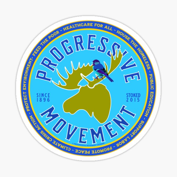 Artikel-Vorschau von PMD00144 Progressive Movement Designs Elch mit blauem Vogel mit politischen Zielen Design für Progressive und Bernie Sanders Unterstützer, designt und verkauft von ProgressiveLeft.