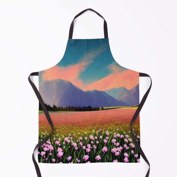 Item preview, Twilight Meadows - Pink Flowers in a Sunny Field with Mountains in the Background designed and sold by Alt-Art-Digital.