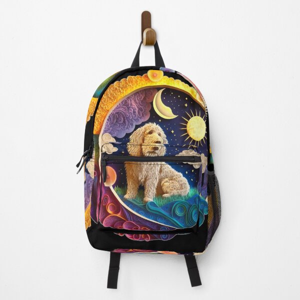 Item preview, Goldendoodle Dog Nature Full Crescent Moon Stars Whimsical designed and sold by Lovedogz4life.