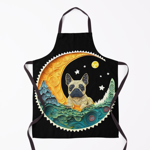 Item preview, Retro French Bulldog Frenchie Crescent Moon Stars Forest Art designed and sold by Lovedogz4life.