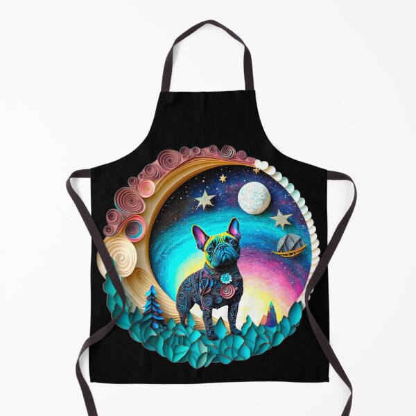 Item preview, French Bulldog Frenchie Full Moon Galaxy Stars Trees Artwork Digital Pencil Sketch Painting designed and sold by Lovedogz4life.