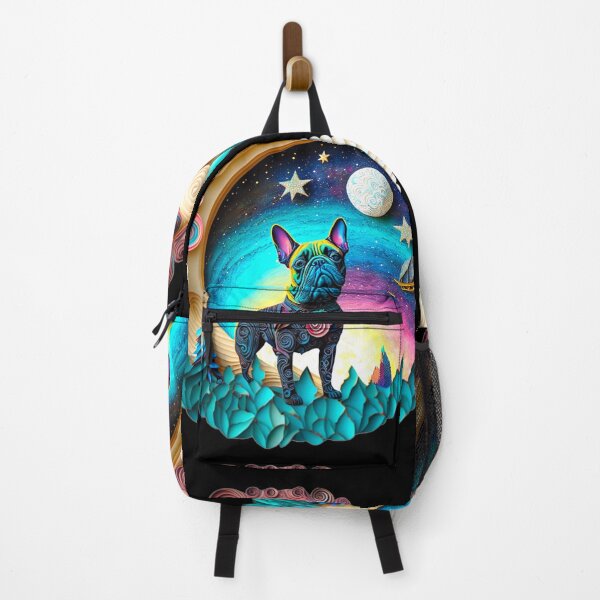 Item preview, French Bulldog Frenchie Full Moon Galaxy Stars Trees Artwork Digital Pencil Sketch Painting designed and sold by Lovedogz4life.