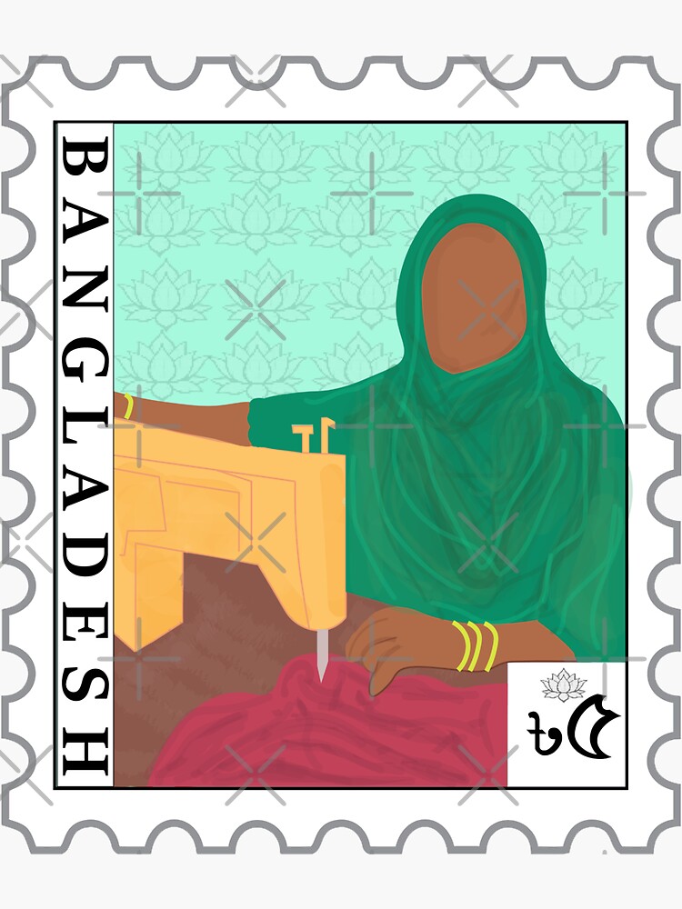 Thumbnail 3 of 3, Sticker, Bangladesh woman postage designed and sold by ZaynahJArt.