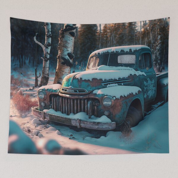 Item preview, Winter Pickup Truck #11, a perfect gift for all American Hot Rod fans designed and sold by RodZnRoll.