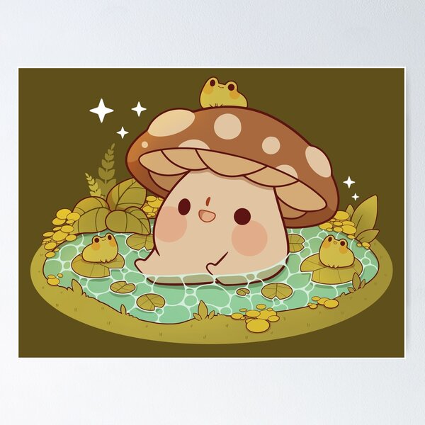 Item preview, Cute mushroom in a frog pond designed and sold by Rihnlin.