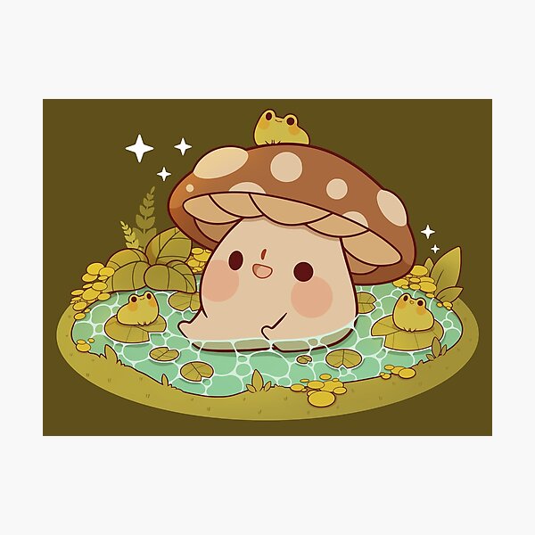 Item preview, Cute mushroom in a frog pond designed and sold by Rihnlin.