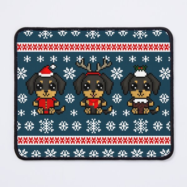 Item preview, Cute Xmas Snow Dachshunds (Chibi Pixel Animal Character) designed and sold by Pixe11y.