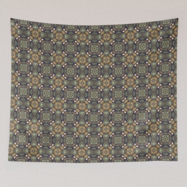 Item preview, Green and Brown Arabesque Tile Seamless Pattern Print designed and sold by protegra.