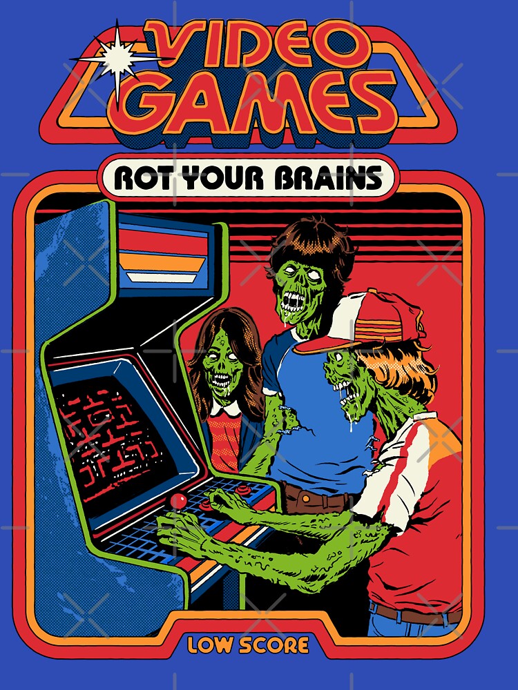 Thumbnail 7 of 7, Classic T-Shirt, Video Games Rot Your Brains designed and sold by stevenrhodes.