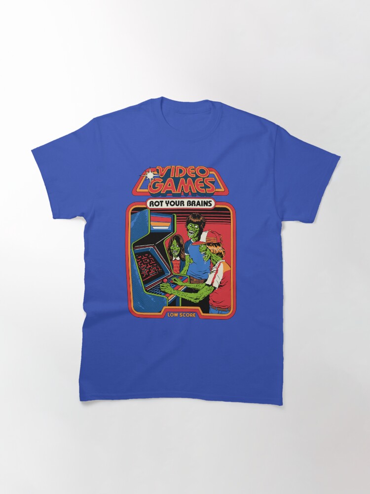 Thumbnail 3 of 7, Classic T-Shirt, Video Games Rot Your Brains designed and sold by stevenrhodes.