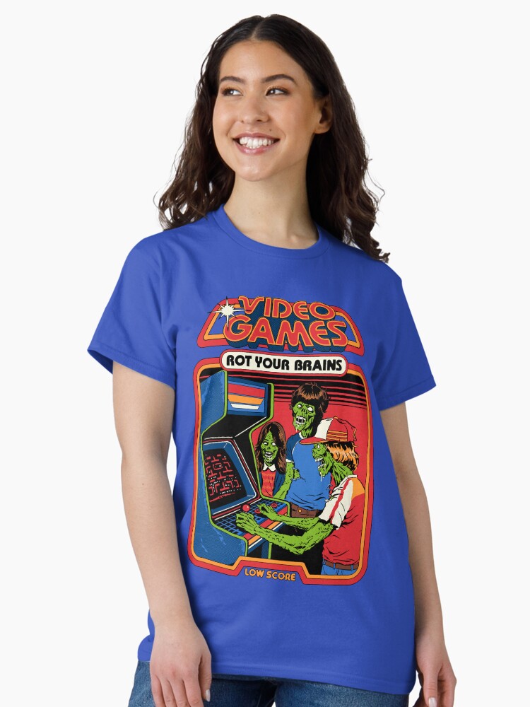 Thumbnail 1 of 7, Classic T-Shirt, Video Games Rot Your Brains designed and sold by stevenrhodes.