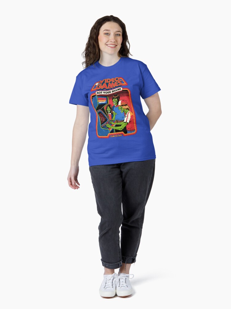 Thumbnail 4 of 7, Classic T-Shirt, Video Games Rot Your Brains designed and sold by stevenrhodes.