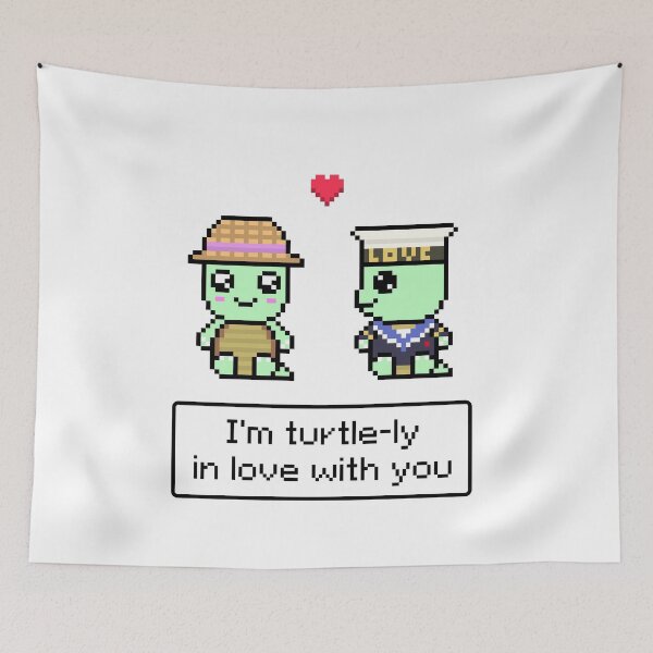 Item preview, Turtle-ly in Love with You Valentines Day Cute Kawaii Turtle Couple on a Date Pixel Art designed and sold by Pixe11y.