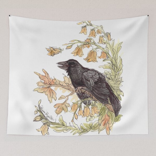 Item preview, Autumnal Equinox Crow Bellflowers designed and sold by CyanOwl.