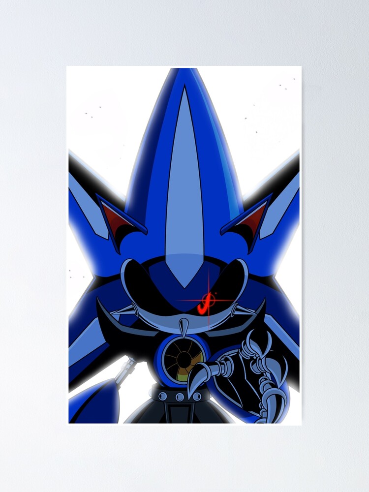 Metal Sonic D, blue and white robot cat character illustration