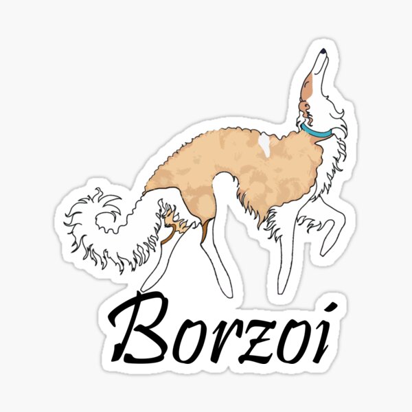White And Gold Borzoi Sticker