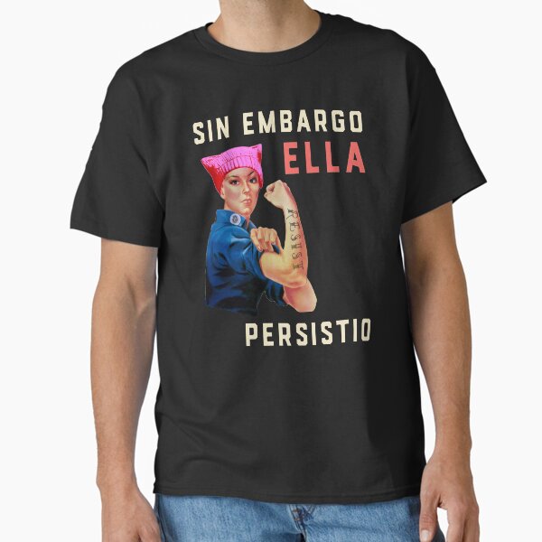 Vista previa del artículo con la obra «Los defensores del derecho al aborto resisten, pero ella persistió. Sin embargo, ella persistió.», diseñado y vendido por electrovista.