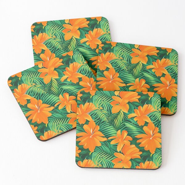Item preview, Vibrant Tropical Floral Pattern on Black designed and sold by rowanlafolle.