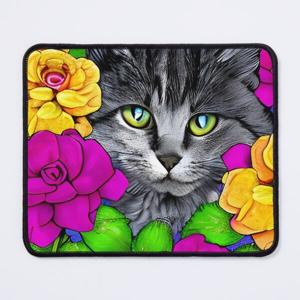Item preview, Cute cat with flowers artwork designed and sold by gramizzia.