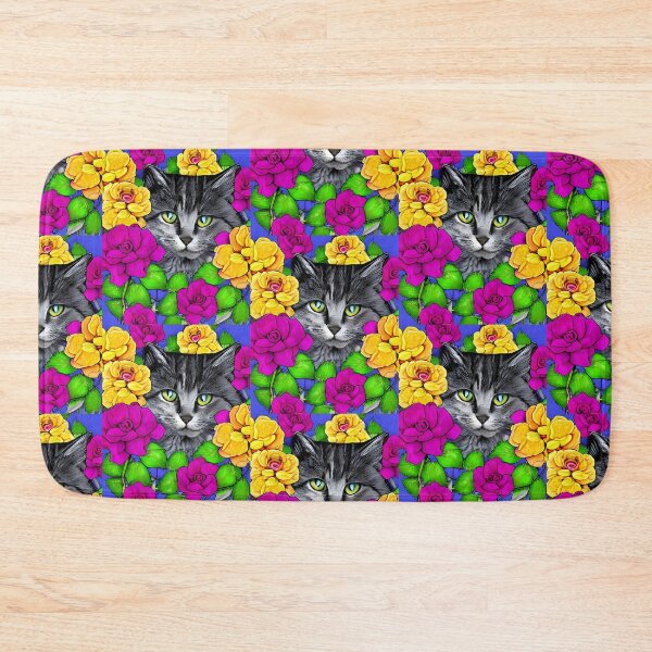 Item preview, Cute cat with flowers artwork designed and sold by gramizzia.