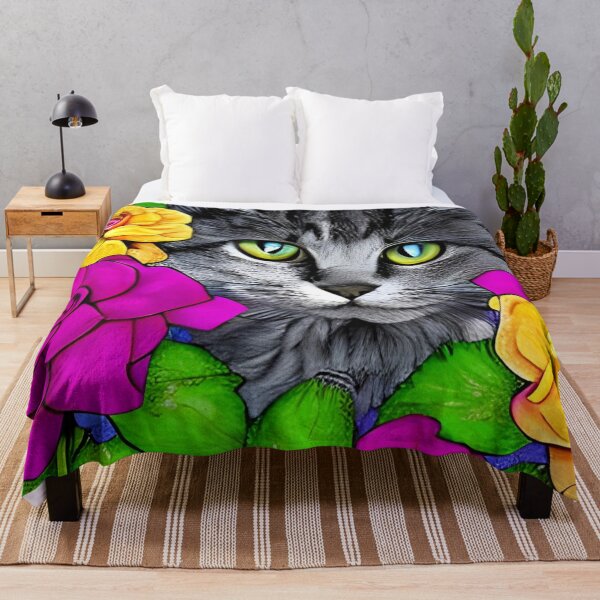 Item preview, Cute cat with flowers artwork designed and sold by gramizzia.