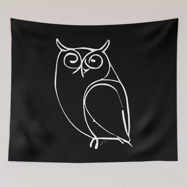 Item preview, Owl Line Art Drawing - Good ol' Owl Critter Minimalistic Digital Line Art (White Line) designed and sold by SeaStories88.