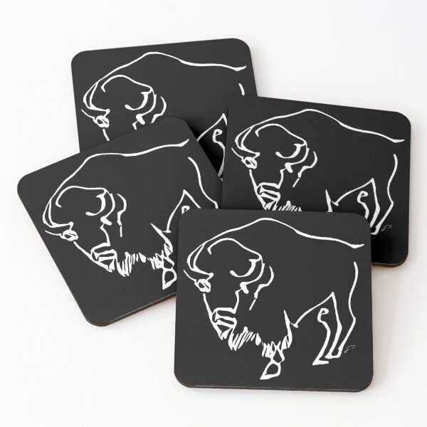 Item preview, Buffalo Line Art Drawing - Good ol' Buffalo Critter Minimalistic Digital Line Art (White Line) designed and sold by SeaStories88.