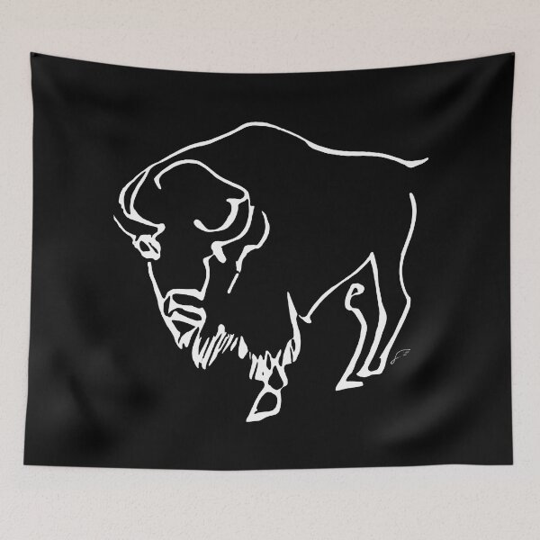 Item preview, Buffalo Line Art Drawing - Good ol' Buffalo Critter Minimalistic Digital Line Art (White Line) designed and sold by SeaStories88.