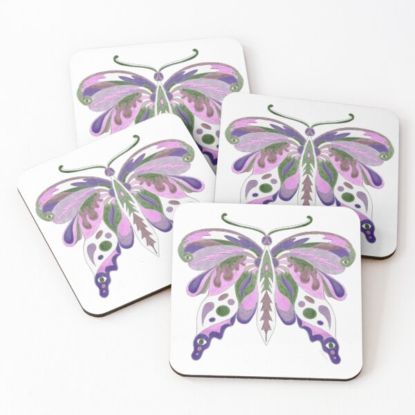 Item preview, Butterfly, hand-drawn and distressed, Purple, pink, green designed and sold by VivecaChenoweth.